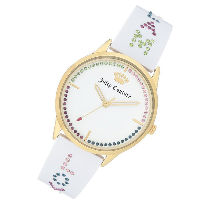 Juicy Couture White Band with Multi-colour Swarovski Crystals Ladies Watch - JC1084GPWT