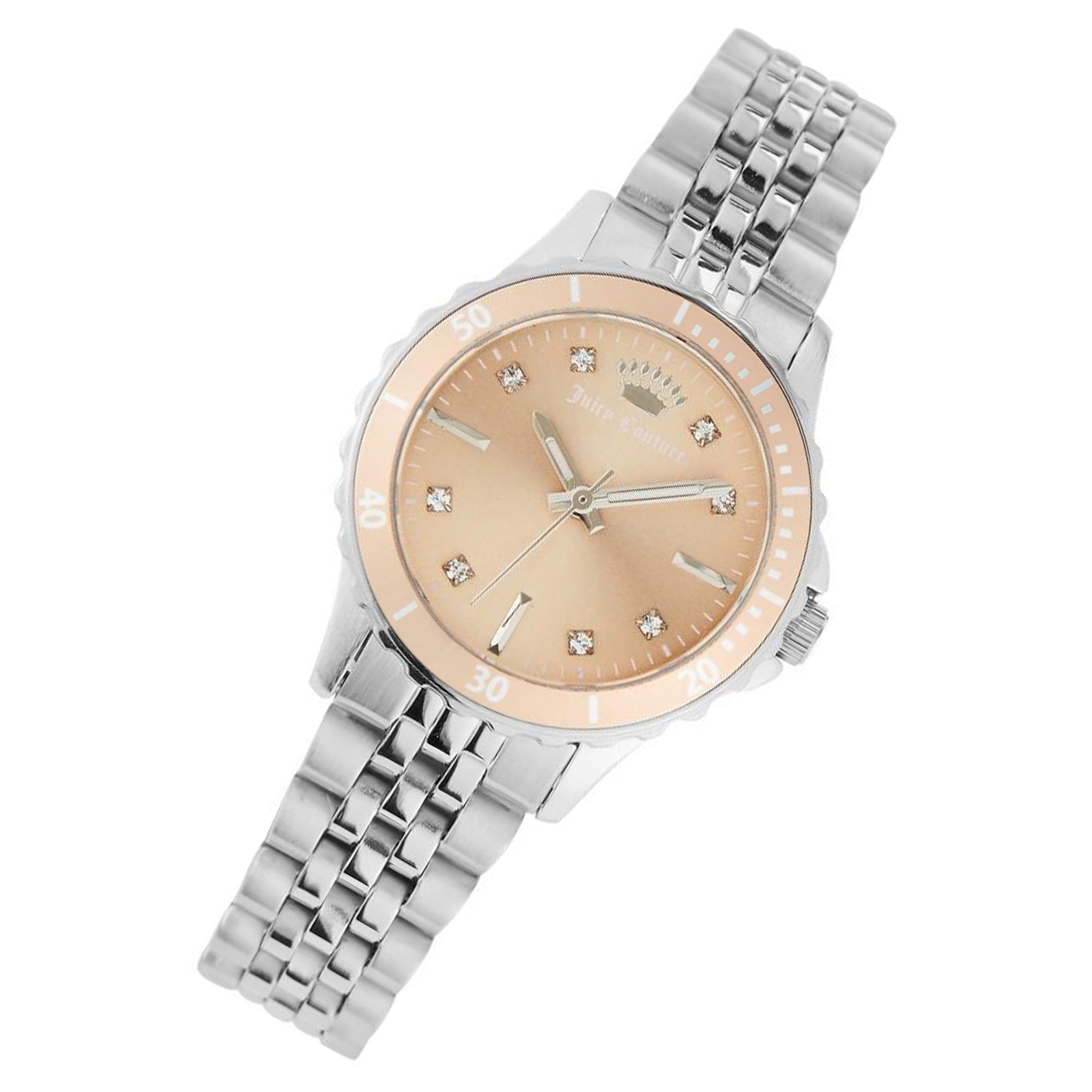 Juicy Couture Silver-Tone Band Light Pink Dial with Crystals Women's Watch - JC1137LPSV