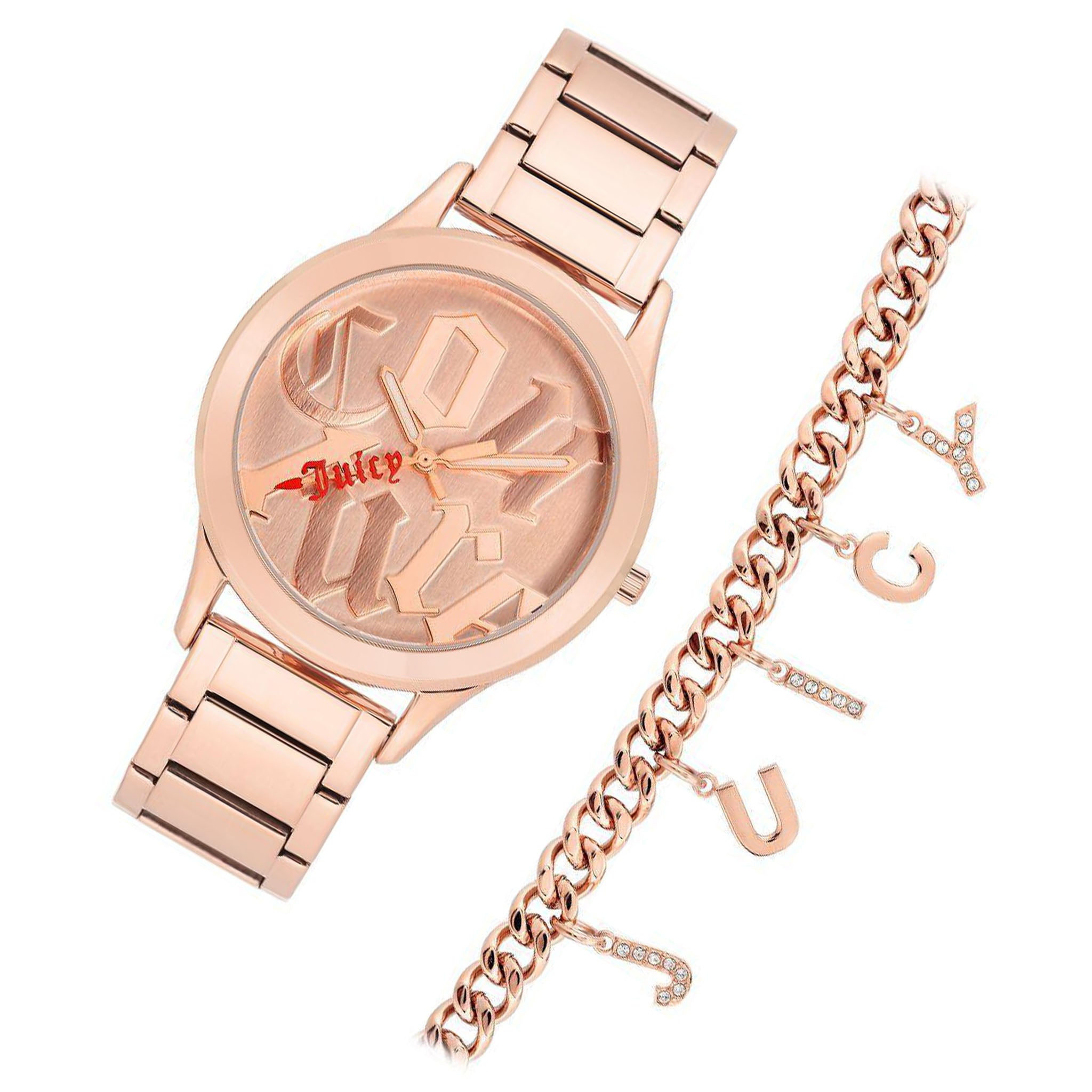 Juicy Couture Ladies Rose Gold Watch & Bracelet with Charms - JC1146RGST