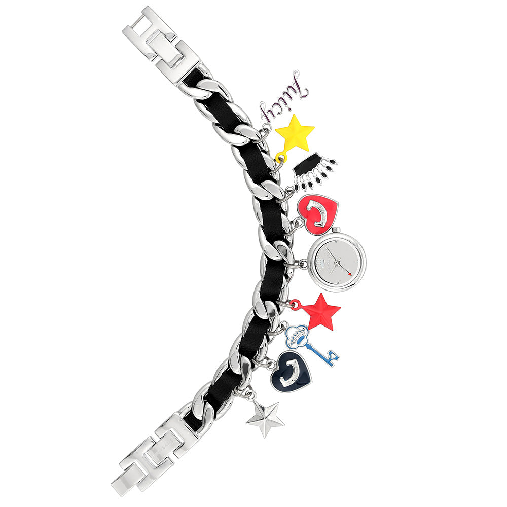 Juicy Couture Silver Steel Charm Bracelet Ladies Watch - JC1231BKCH