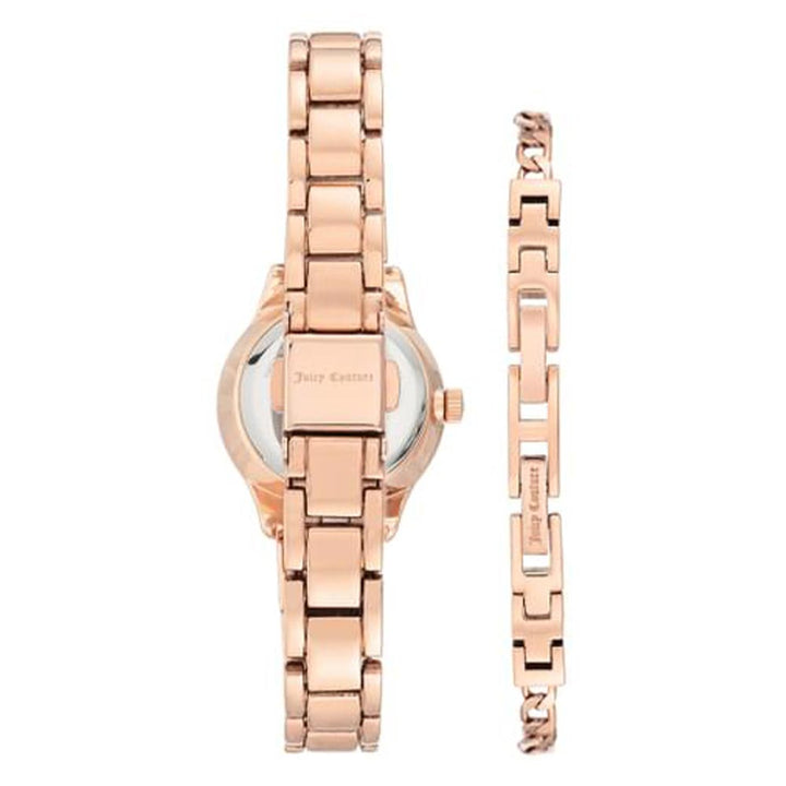 Juicy Couture Rose Gold Steel White Mother of Pearl Dial Women's Watch & Bracelet with Charms Set  - JC1236RGST
