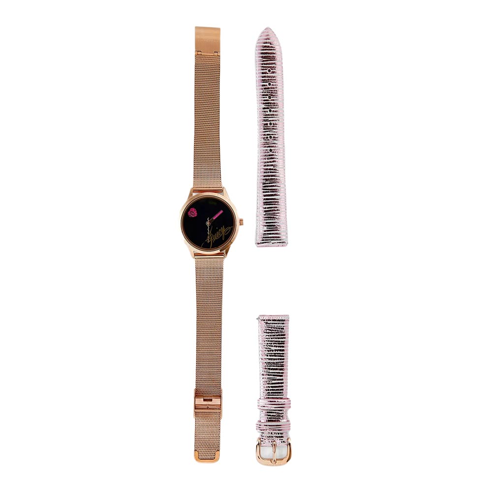 Juicy Couture Rose Gold Mesh with Interchangeable Strap Set Ladies Watch - JC1242RIST