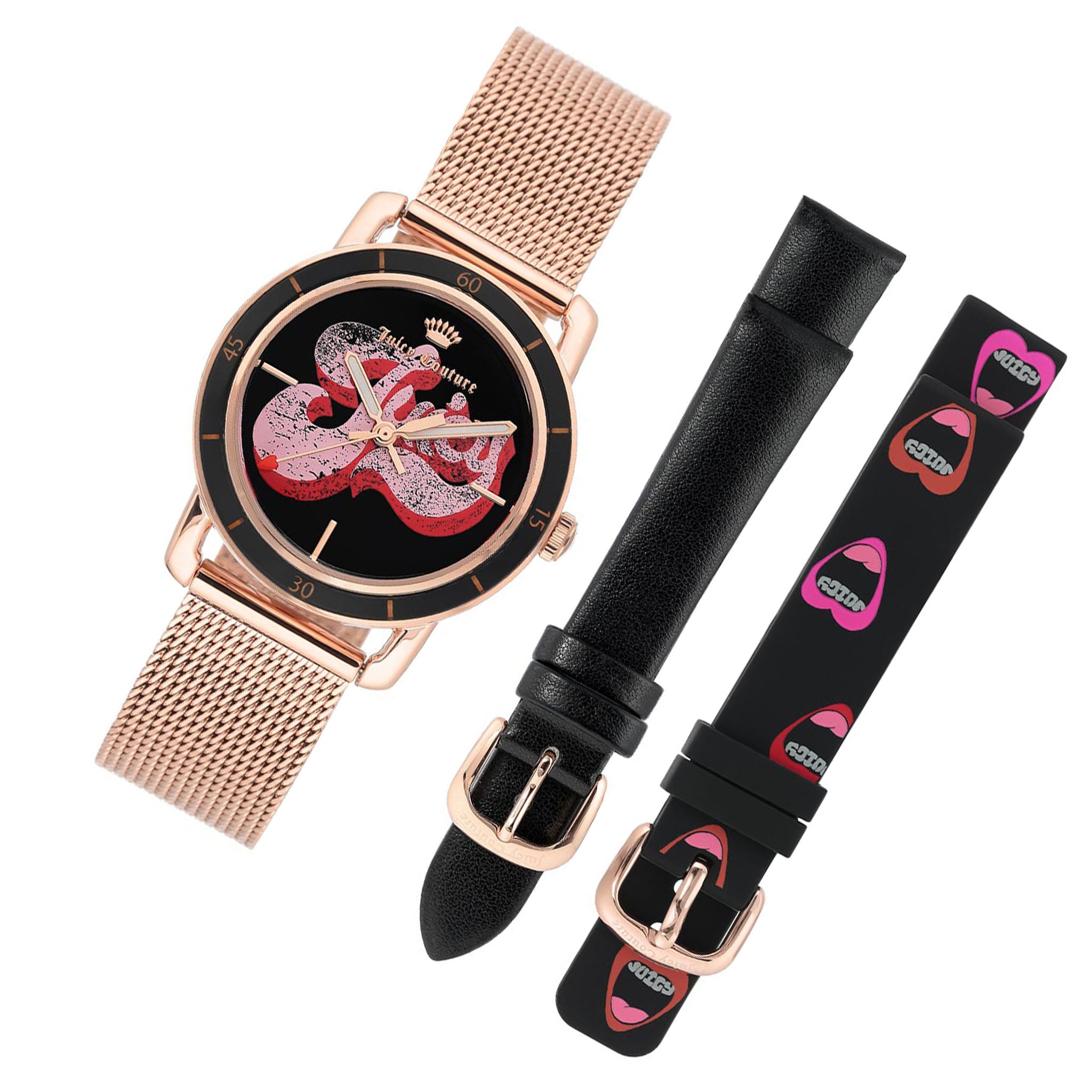 Juicy Couture Rose Gold Mesh with Interchangeable Strap Women's Watch - JC1270INST