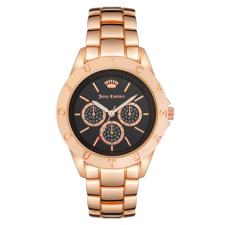 Juicy Couture Rose Gold Band Black Dial Women's Watch - JC1296BKRG