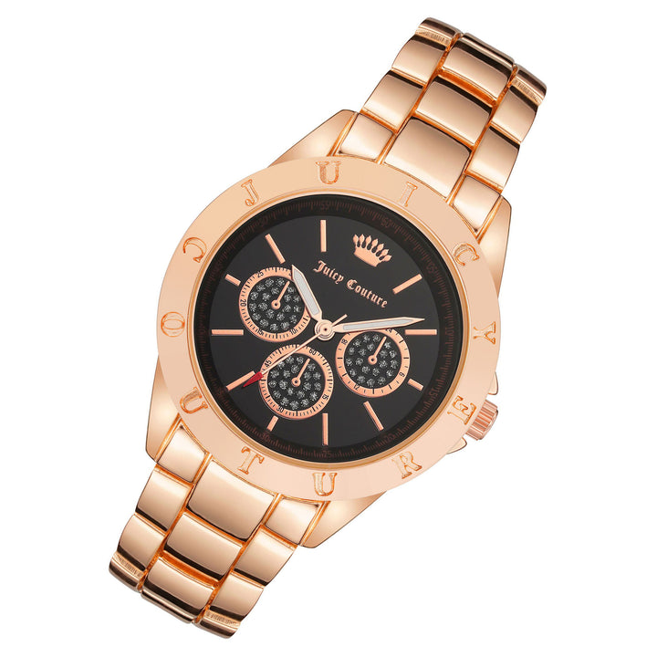 Juicy Couture Rose Gold Band Black Dial Women's Watch - JC1296BKRG