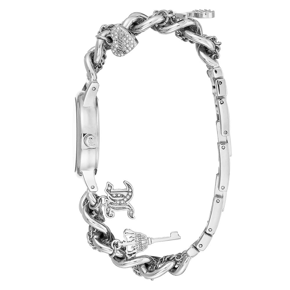 Juicy Couture Silver Chain Bracelet with Crystal Charms Women's Watch - JC1299MPSV