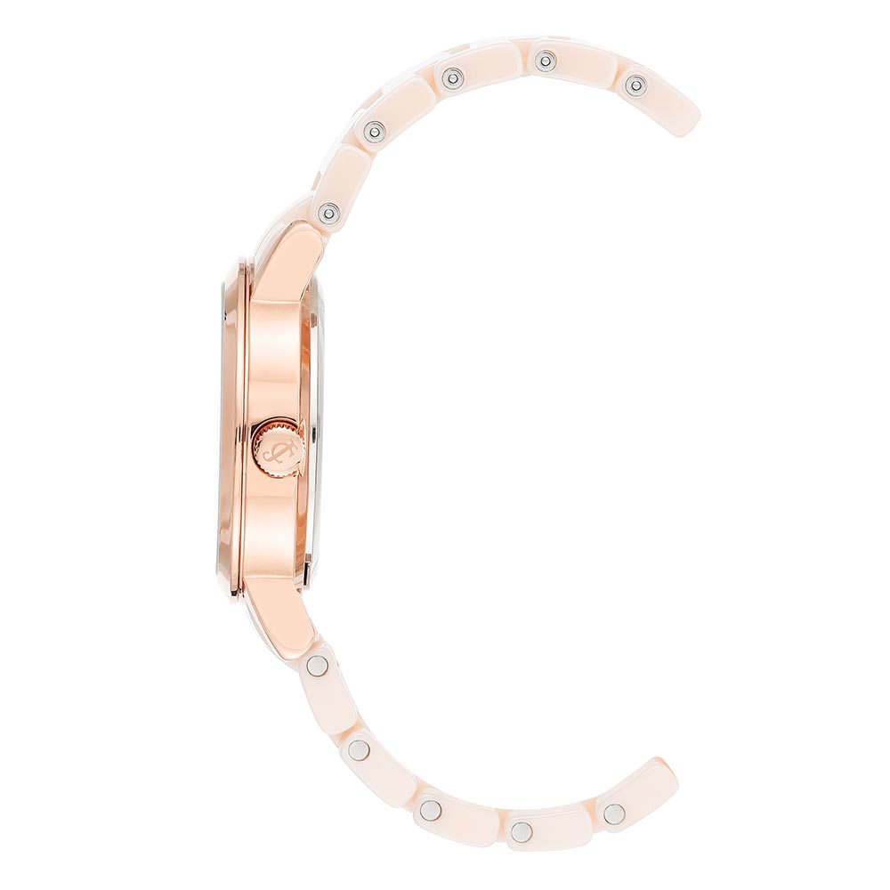 Juicy Couture Light Pink Ceramic Band with Crystal Charm Links Women's  Watch - JC1304PKST