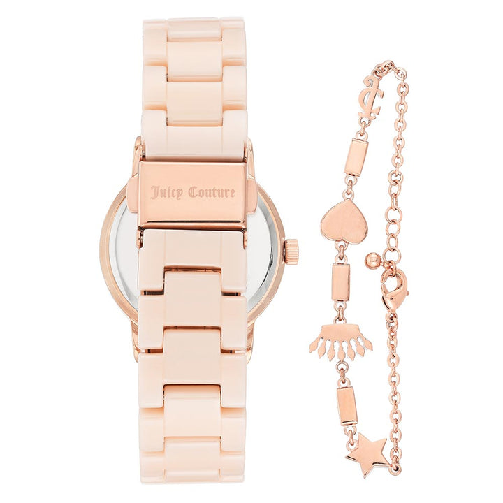 Juicy Couture Light Pink Ceramic Band with Crystal Charm Links Women's  Watch - JC1304PKST