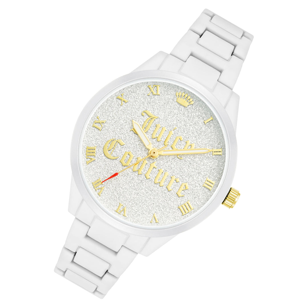 Juicy Couture White Band Glitter Dial Women's Watch - JC1358WTWT