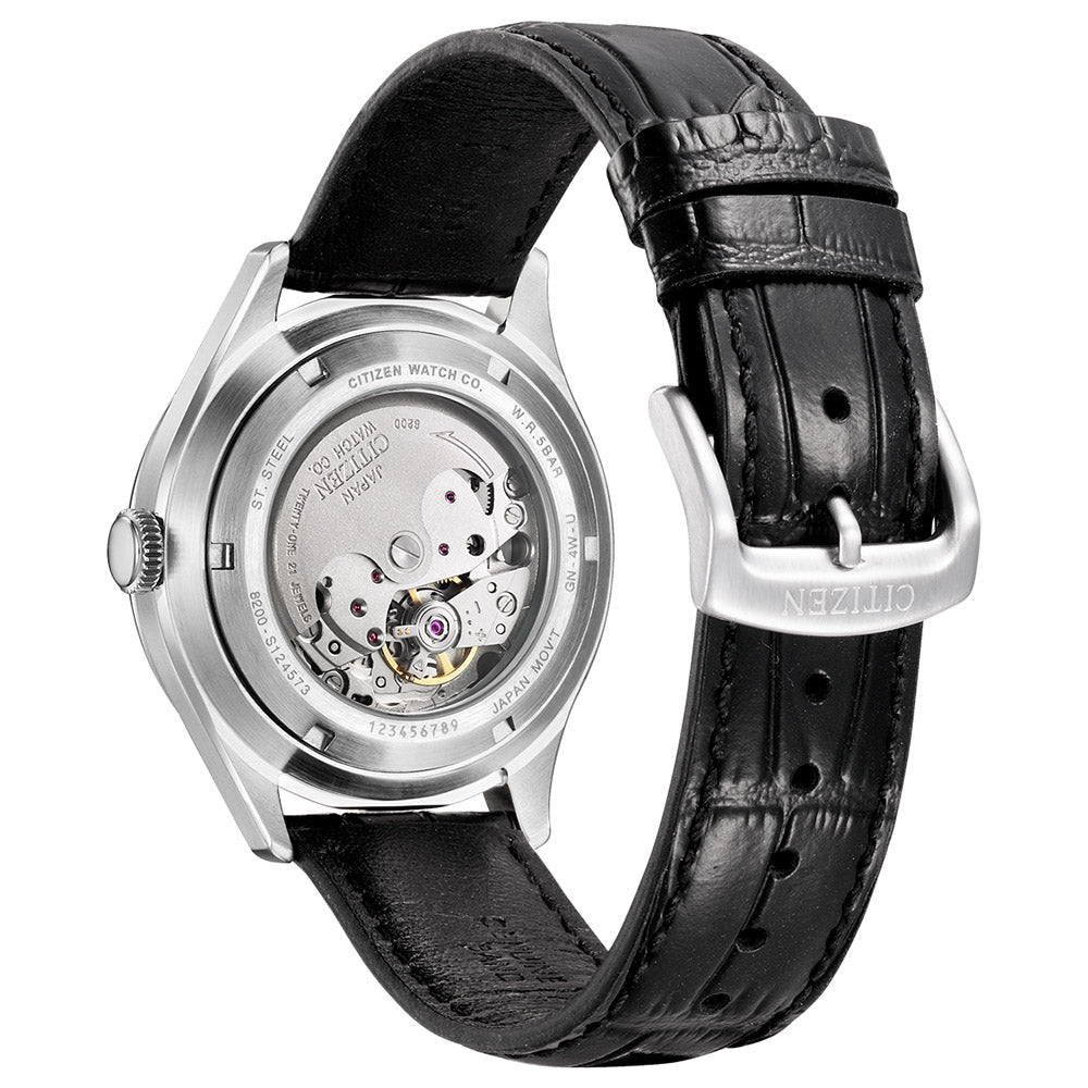 Citizen C7 Series Black Leather Blue Dial Automatic Men's Watch - NH8390-20L