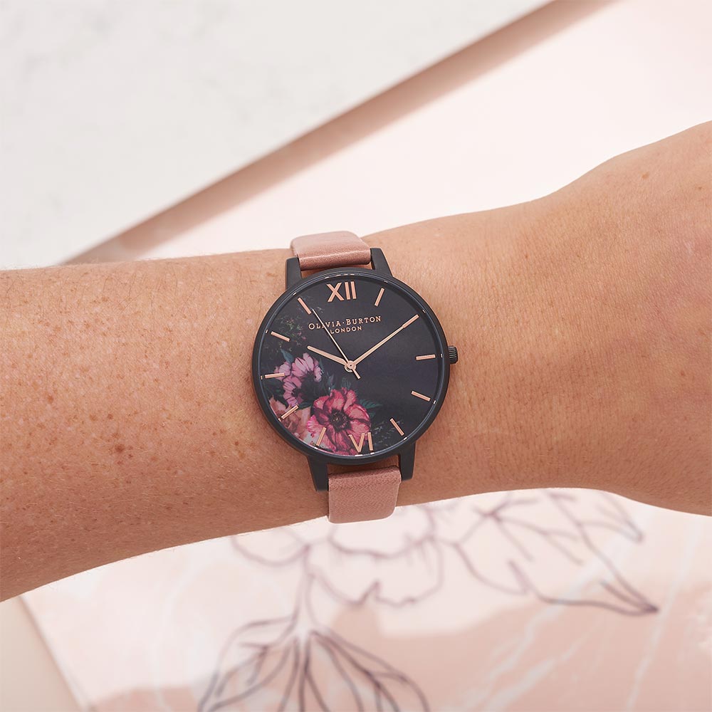 Olivia Burton After Dark Rose Leather Ladies Watch - OB15FS60