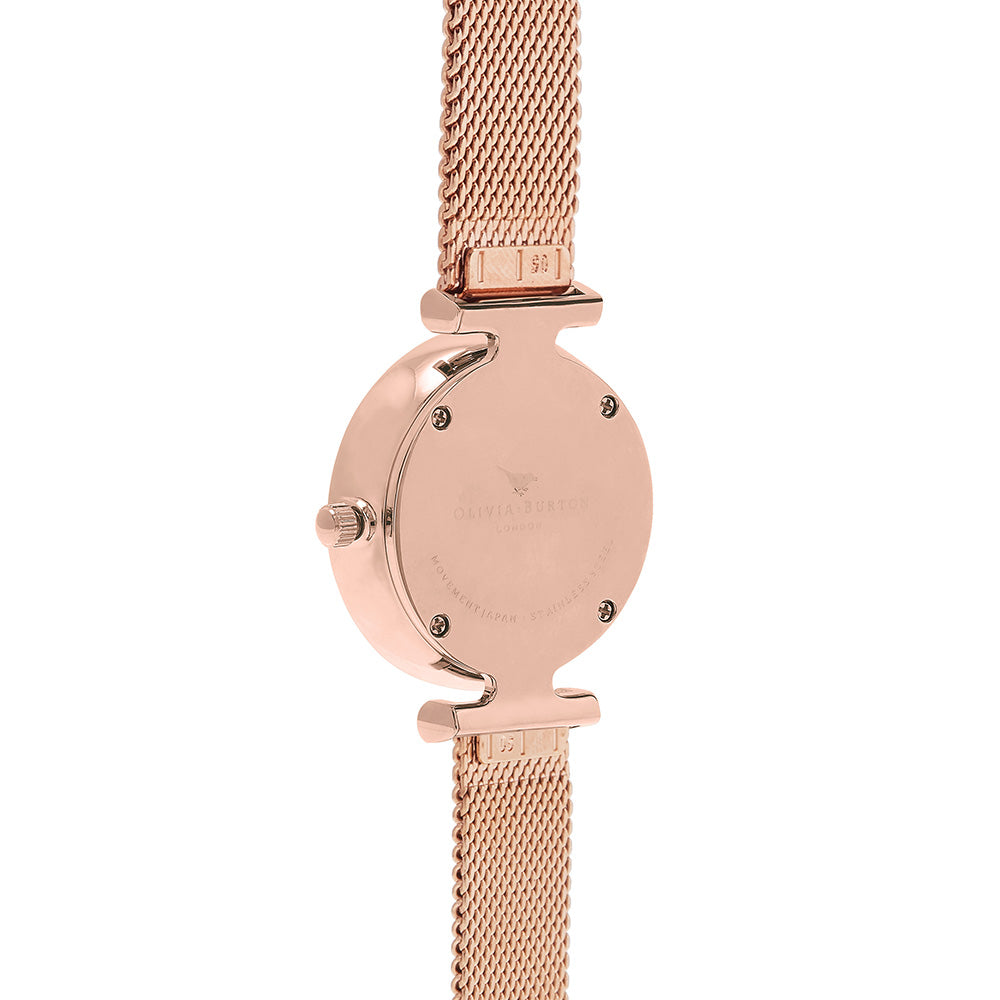 Olivia Burton Queen Bee Black Mother of Pearl Mesh Ladies Watch - OB16AM145
