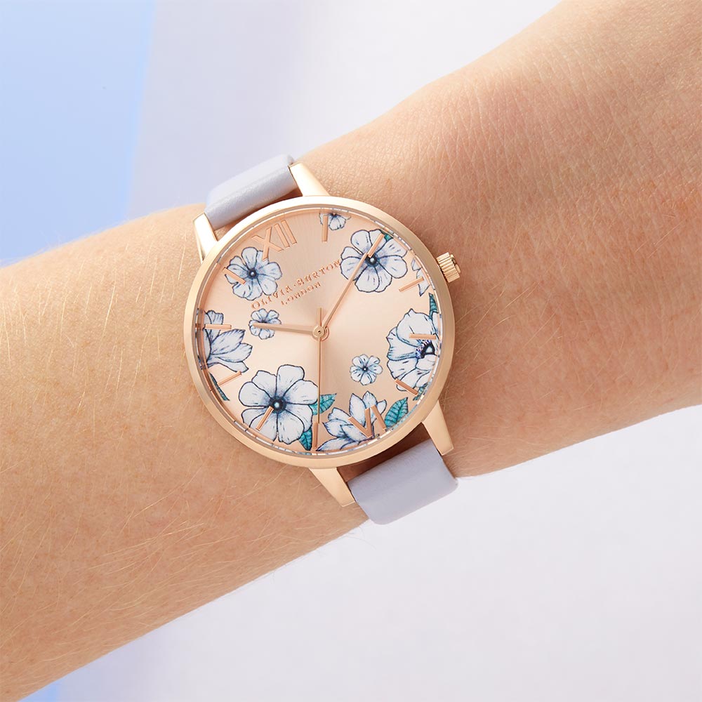Olivia Burton Groovy Blooms Parma Violet & Rose Gold Sunray Ladies Watch - OB16AN03