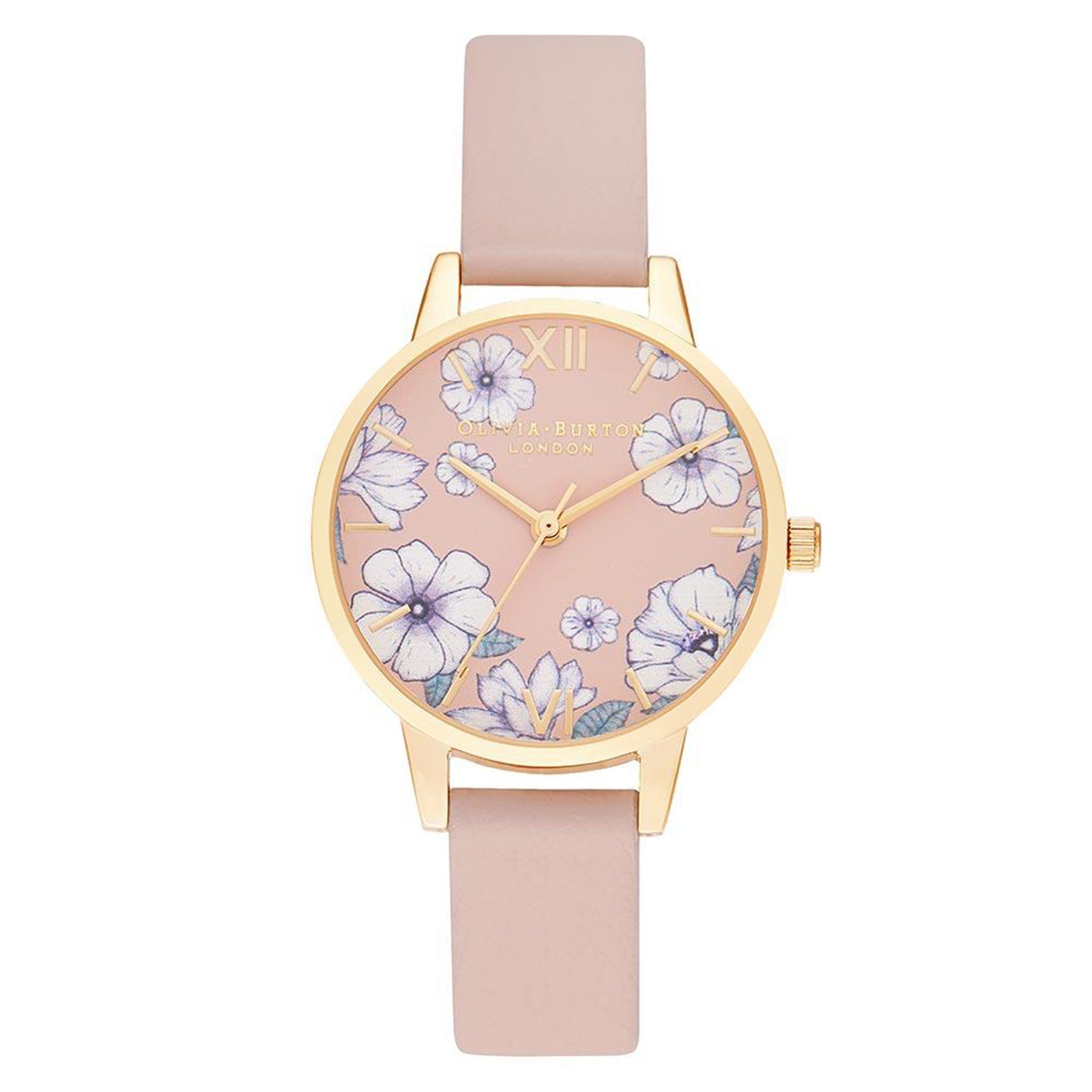 Olivia Burton Groovy Blooms Candy Pink Vegan Band Floral Dial Women's Watch - OB16AN04