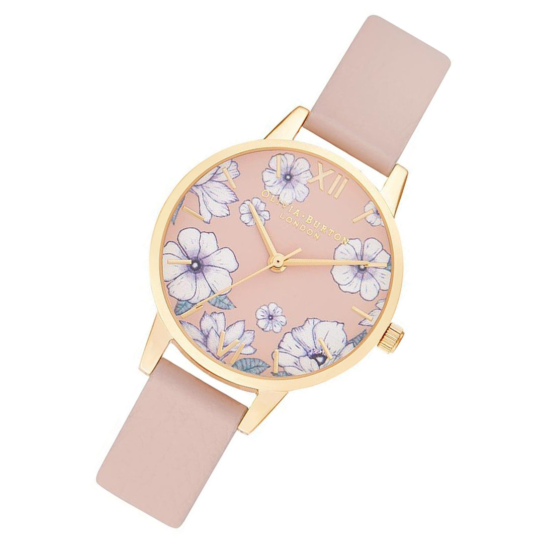 Olivia Burton Groovy Blooms Candy Pink Vegan Band Floral Dial Women's Watch - OB16AN04