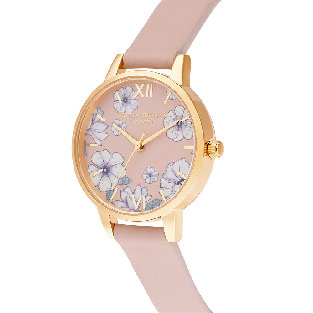 Olivia Burton Groovy Blooms Candy Pink Vegan Band Floral Dial Women's Watch - OB16AN04