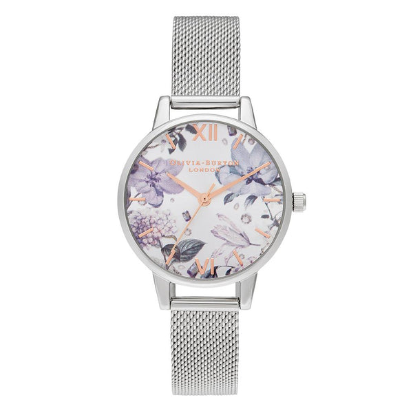 Olivia Burton Bejewelled Florals Silver Mesh Ladies Watch OB16BF26 The Watch Factory Australia