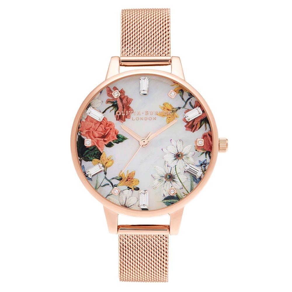 Olivia Burton Demi Mother of Pearl Dial Gold Mesh Women's Watch - OB16BF28