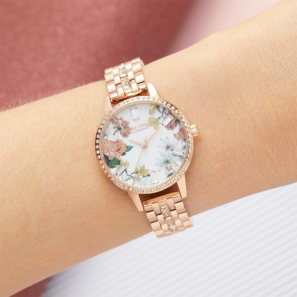 Olivia Burton Midi Rose Gold Sparkle Bracelet Women's Watch - OB16BF34