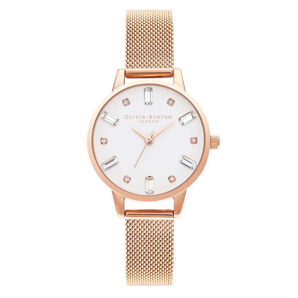 Olivia Burton Bejewelled Rose Gold Mesh Ladies Basic Watch - OB16BJ02