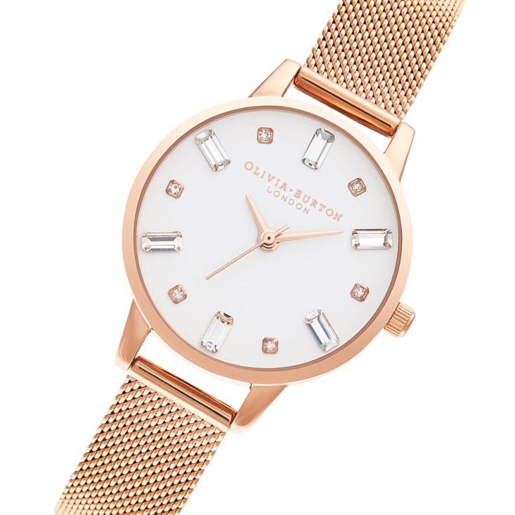 Olivia Burton Bejewelled Rose Gold Mesh Ladies Basic Watch - OB16BJ02