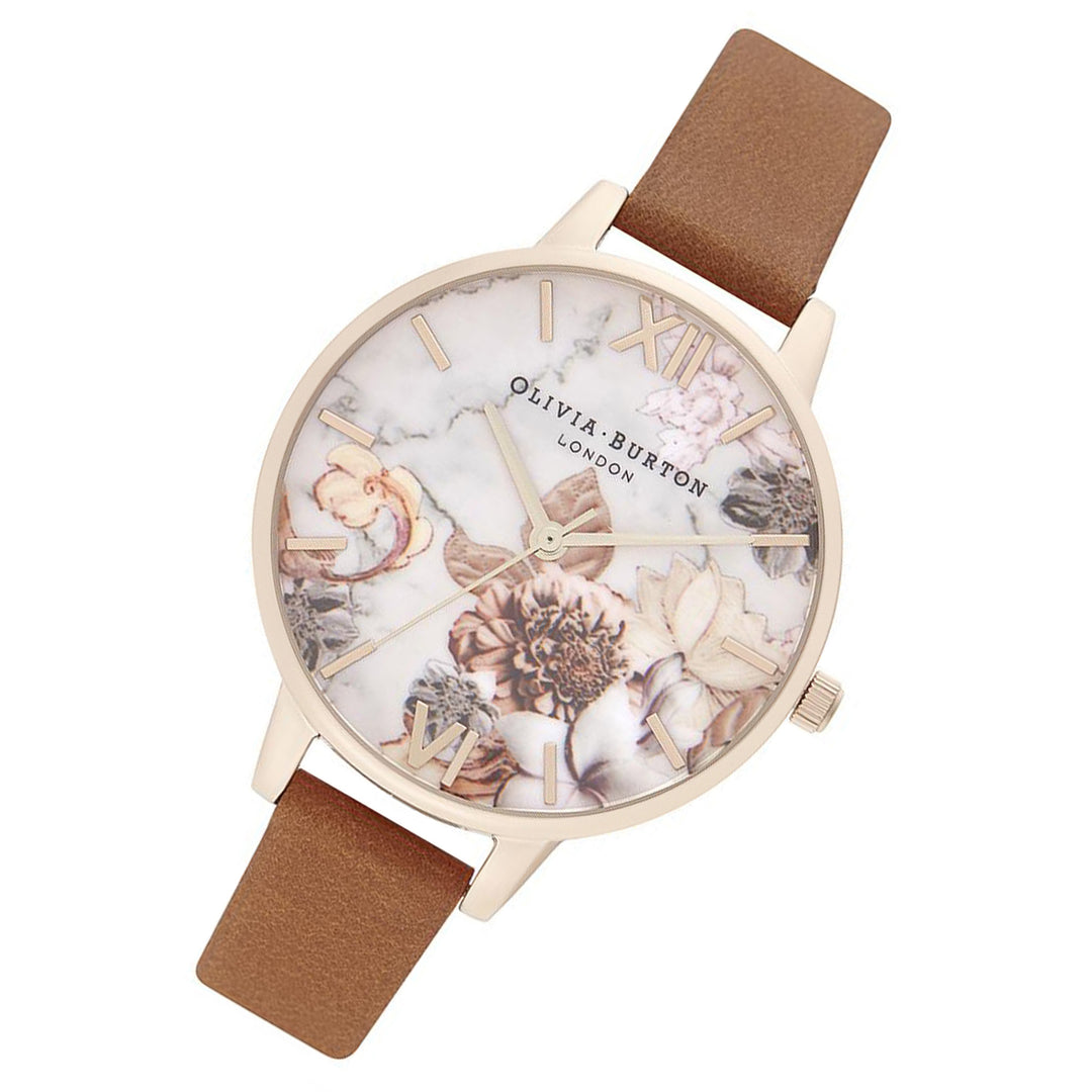 Olivia Burton Marble Florals Honey Tan Leather Women's Watch - OB16CS30