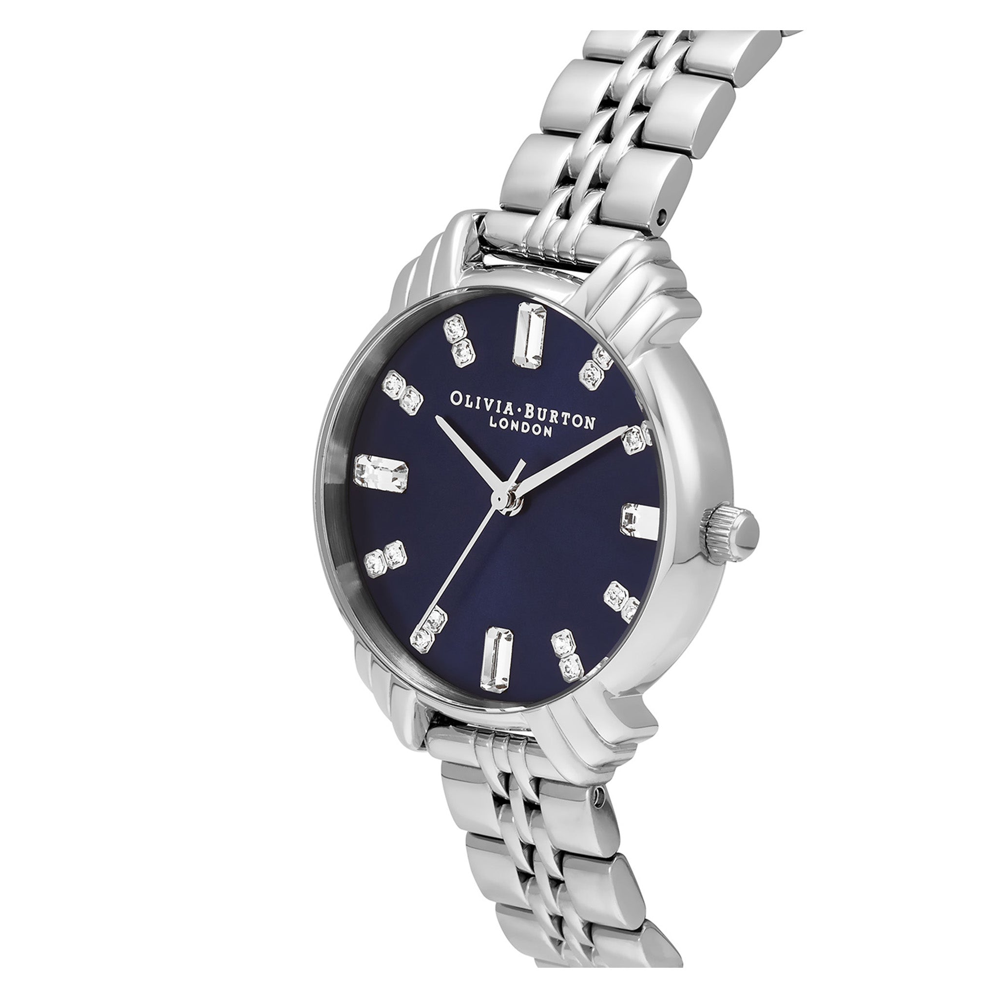 Olivia Burton Art Deco Midi Dial Navy & Silver Women's Watch - OB16DC01