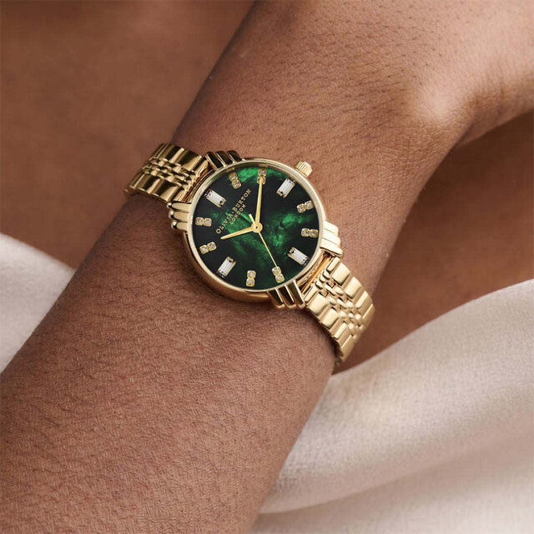 Olivia Burton Art Deco Midi Dial Emerald Green & Gold Women's Watch - OB16DC02