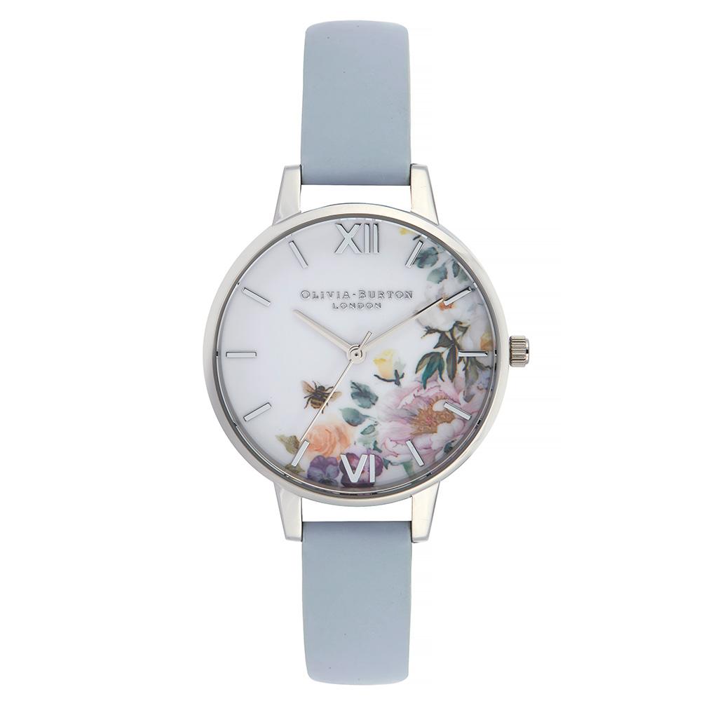 Olivia Burton Enchanted Garden Chalk Blue Leather Ladies Watch - OB16EG114