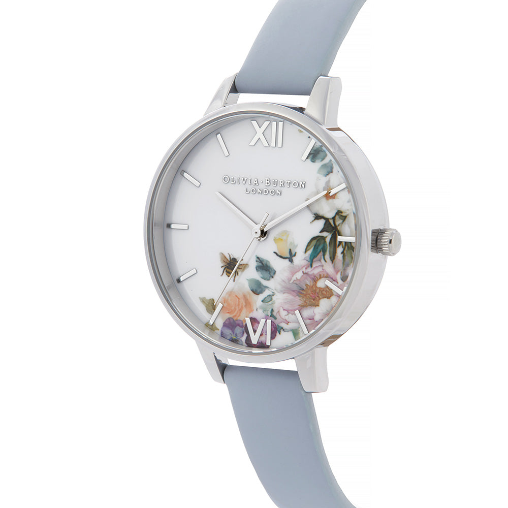 Olivia Burton Enchanted Garden Chalk Blue Leather Ladies Watch - OB16EG114