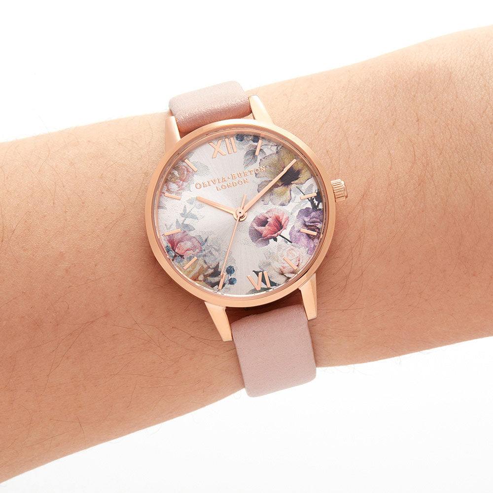 Olivia Burton Sunlight Florals Dusty Pink Leather Women's Watch - OB16EG115