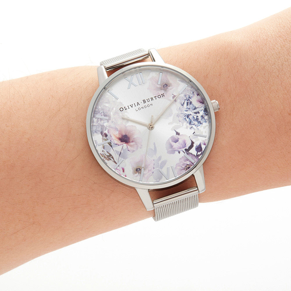 Olivia Burton Sunlight Florals Silver Mesh Ladies Watch - OB16EG117