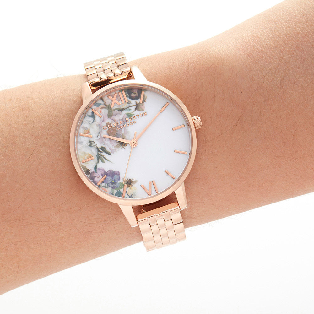 Olivia Burton Enchanted Garden Rose Gold Bracelet Ladies Watch - OB16EG135