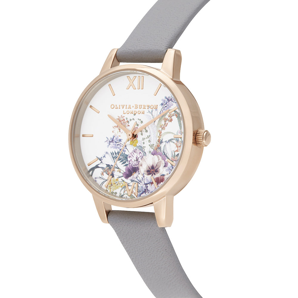 Olivia Burton Enchanted Garden Grey Lilac Leather Women's Watch - OB16EG150