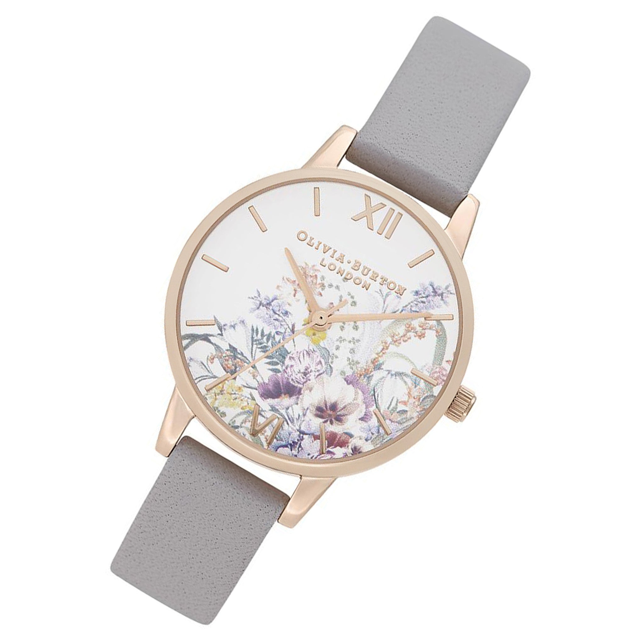 Olivia Burton Enchanted Garden Grey Lilac Leather Women's Watch - OB16EG150