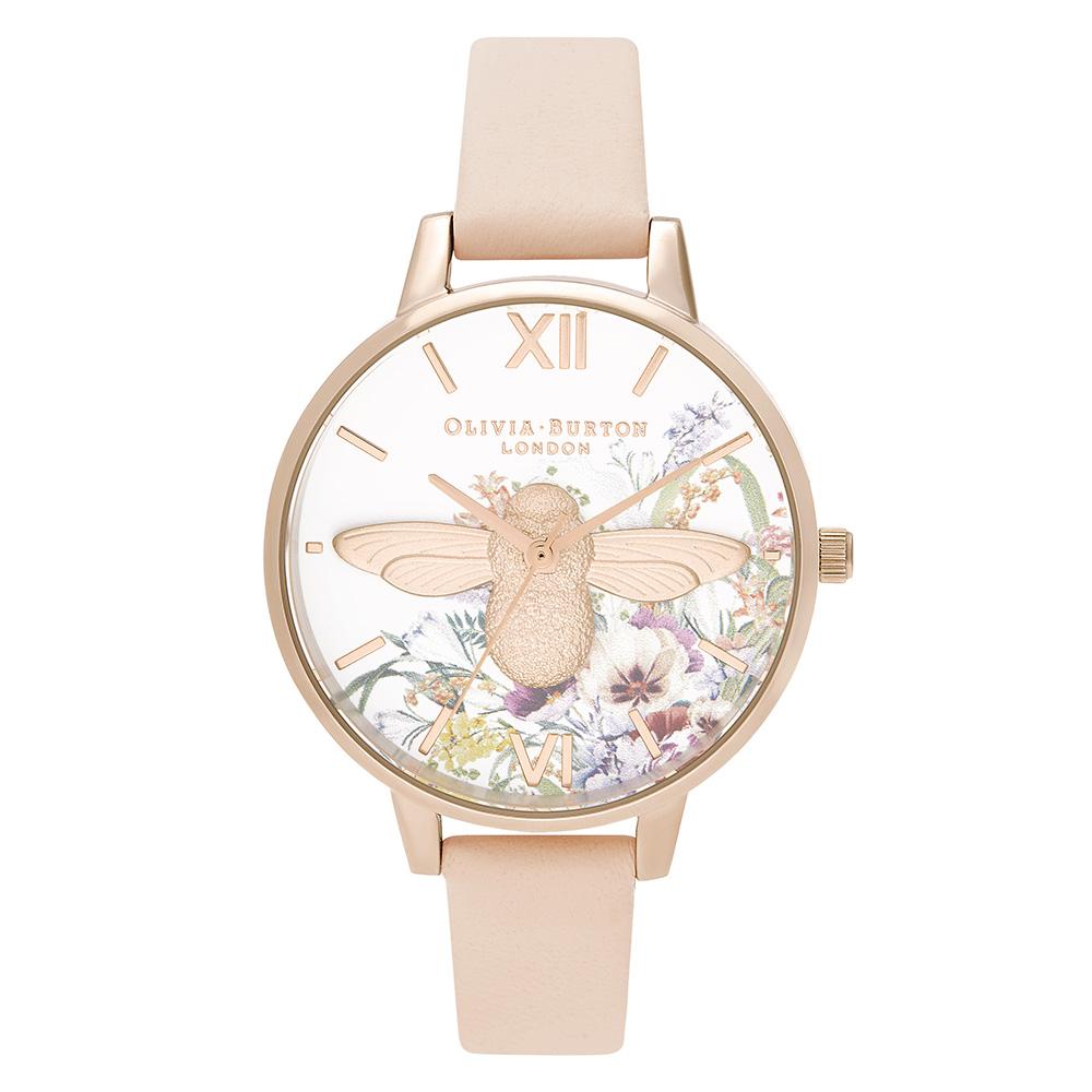 Olivia Burton Enchanted Garden Nude Peach Leather Ladies Watch - OB16EG151