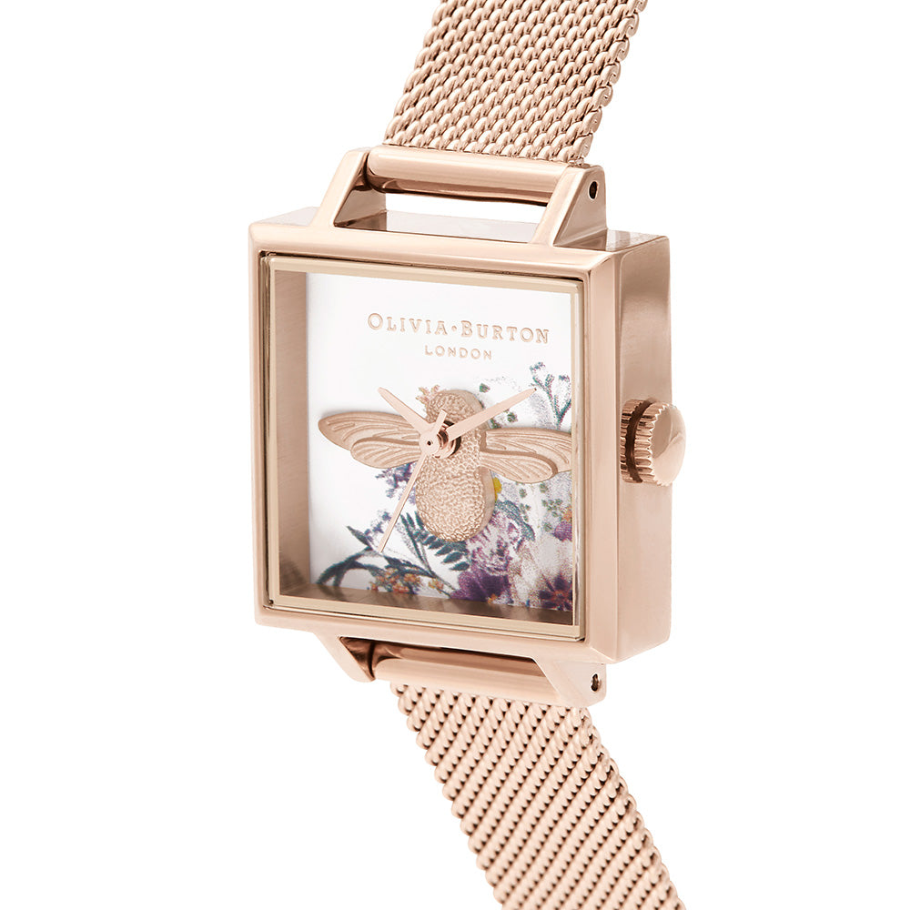 Olivia Burton Enchanted Garden Pale Rose Gold Mesh Ladies Watch - OB16EG152