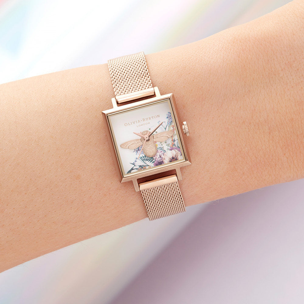 Olivia Burton Enchanted Garden Pale Rose Gold Mesh Ladies Watch - OB16EG152