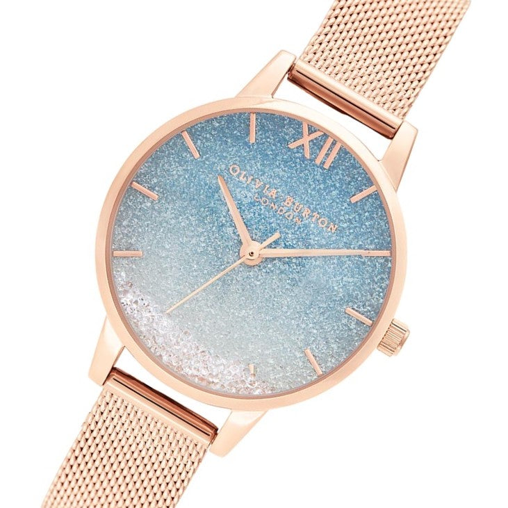 Olivia Burton Wishing Wave Midi Dial Rose Gold Mesh Women's Watch - OB16EX204