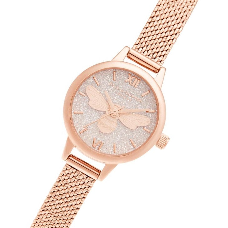 Olivia Burton Mini Dial Rose Gold Boucle Mesh Women's Watch - OB16FB15