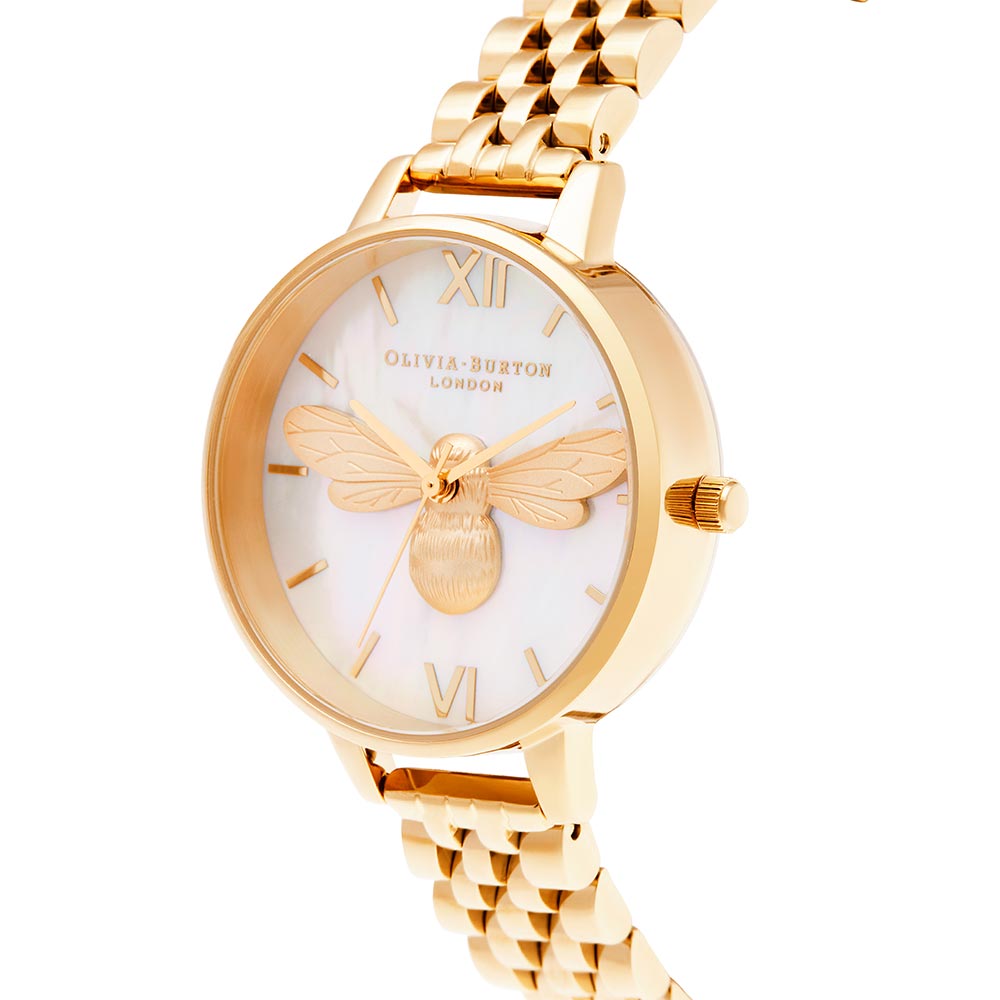 Olivia Burton Lucky Bee Gold Steel Women's Watch - OB16FB18