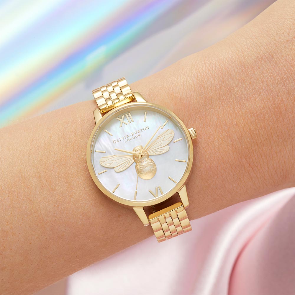 Olivia Burton Lucky Bee Gold Steel Women's Watch - OB16FB18