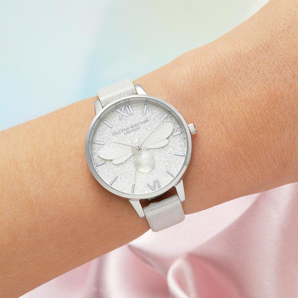 Olivia Burton Glitter Demi Dial Pearl Bee Women's Watch - OB16FB20