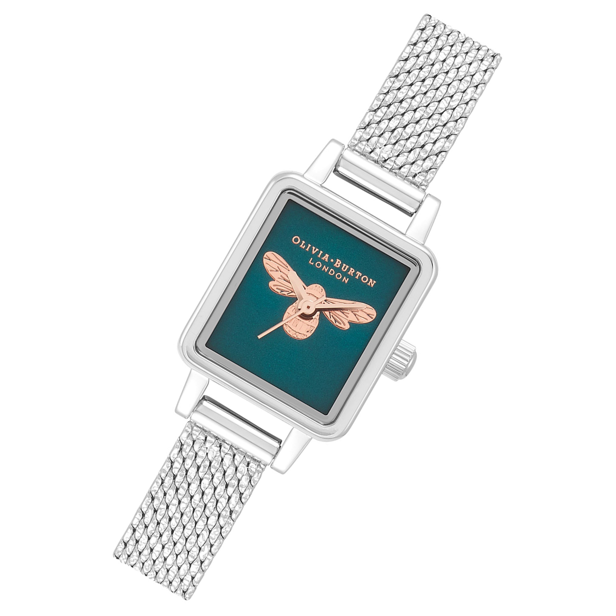 Olivia Burton Lucky Bee Stainless Steel Mesh Navy Dial Women's Watch - OB16FB27