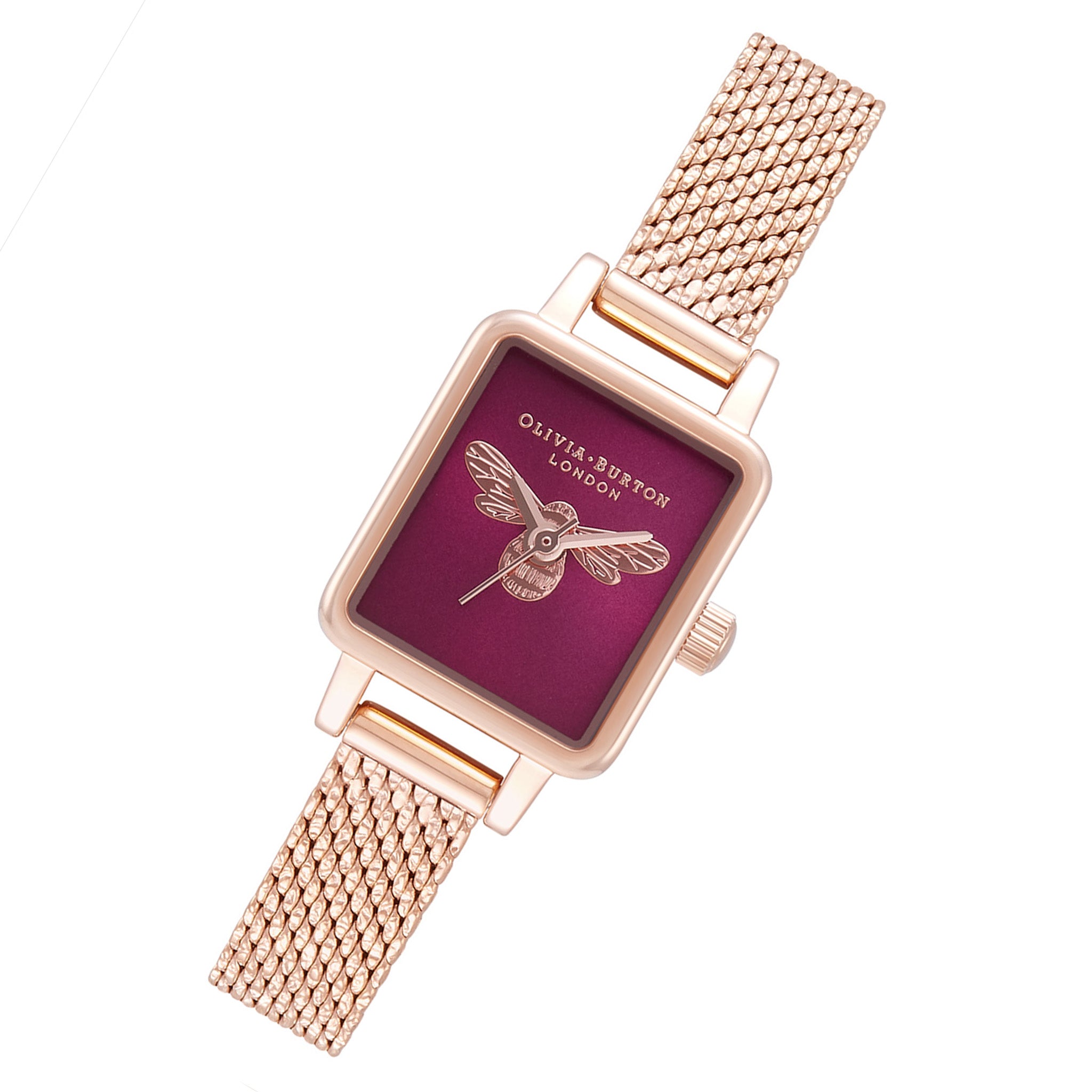 Glitter dial lucky bee & rose gold discount mesh