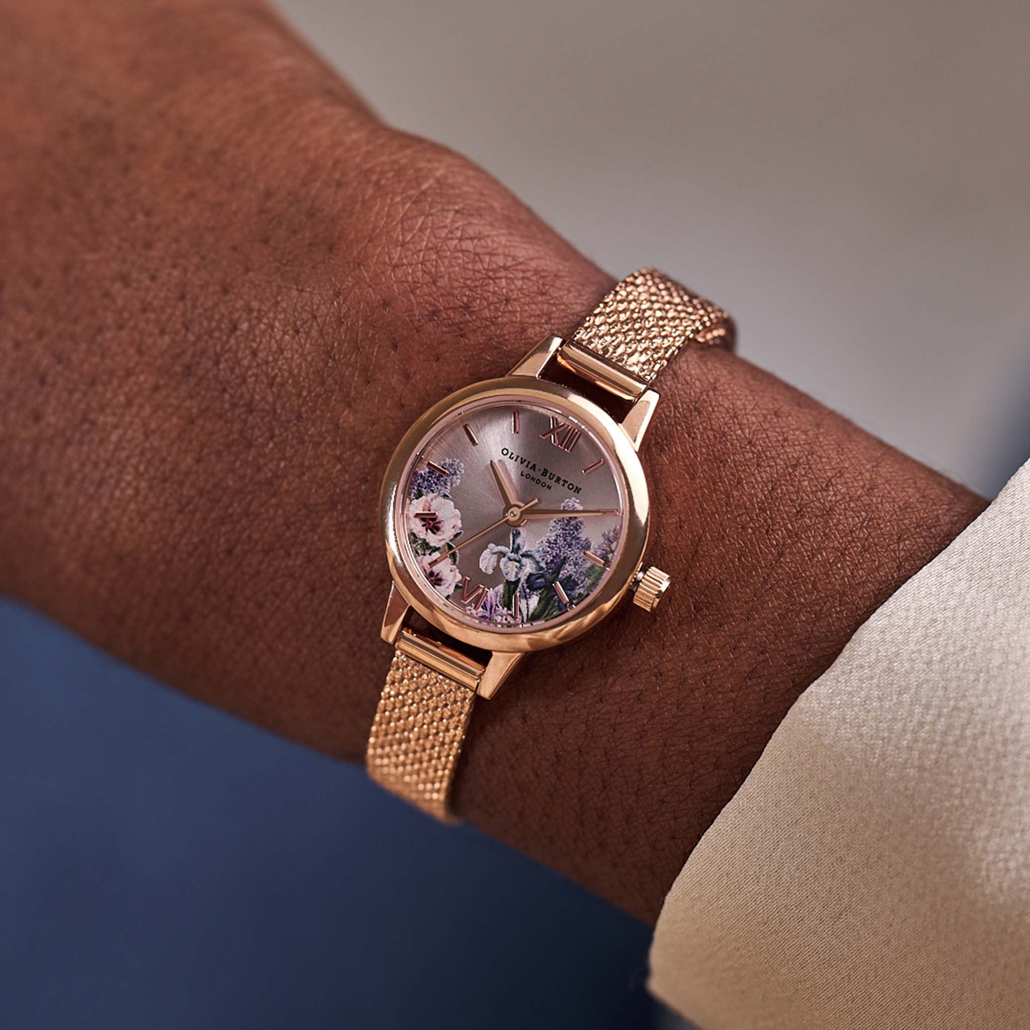 Olivia Burton Secret Garden Mini Dial Parma Rose Gold Mesh Women's Watch - OB16FS105