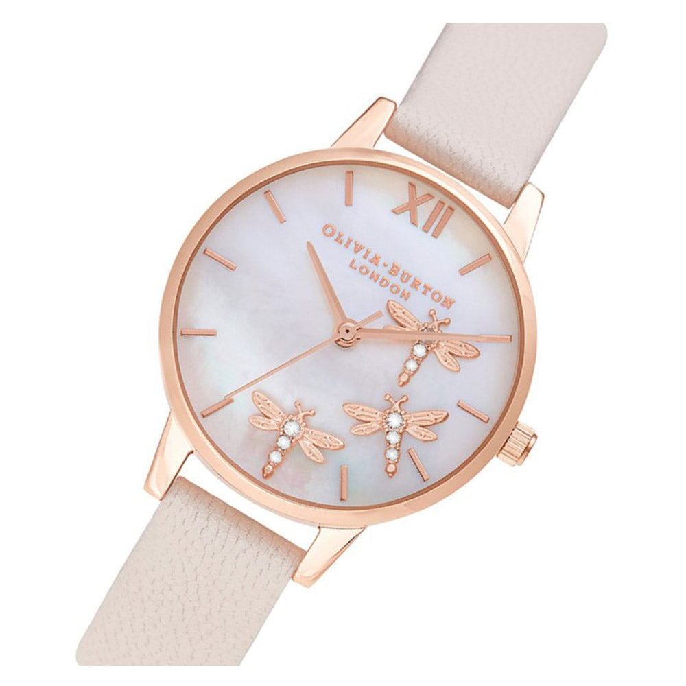 Olivia Burton Dancing Dragonfly Blush Faux MOP Dial, Pearl