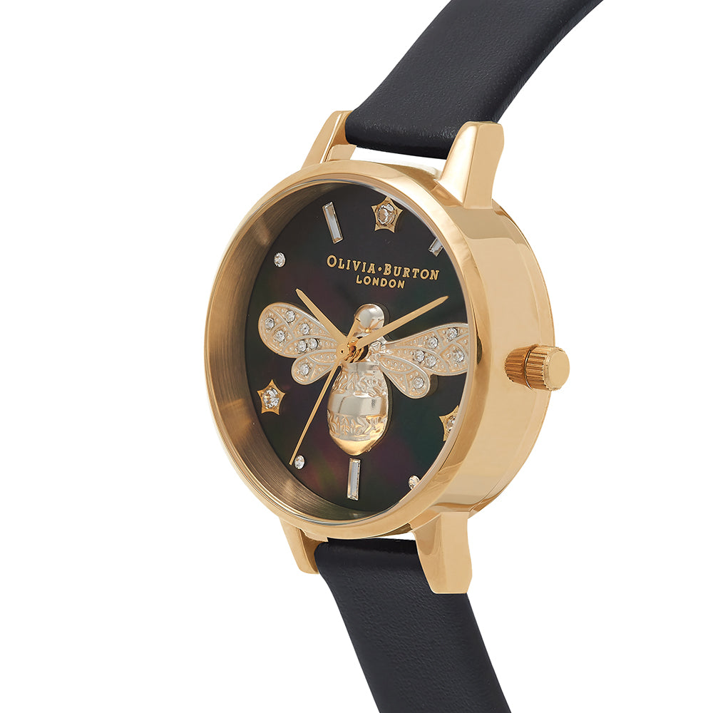 Olivia Burton Sparkle Bee Black & Gold Women's Watch - OB16GB08