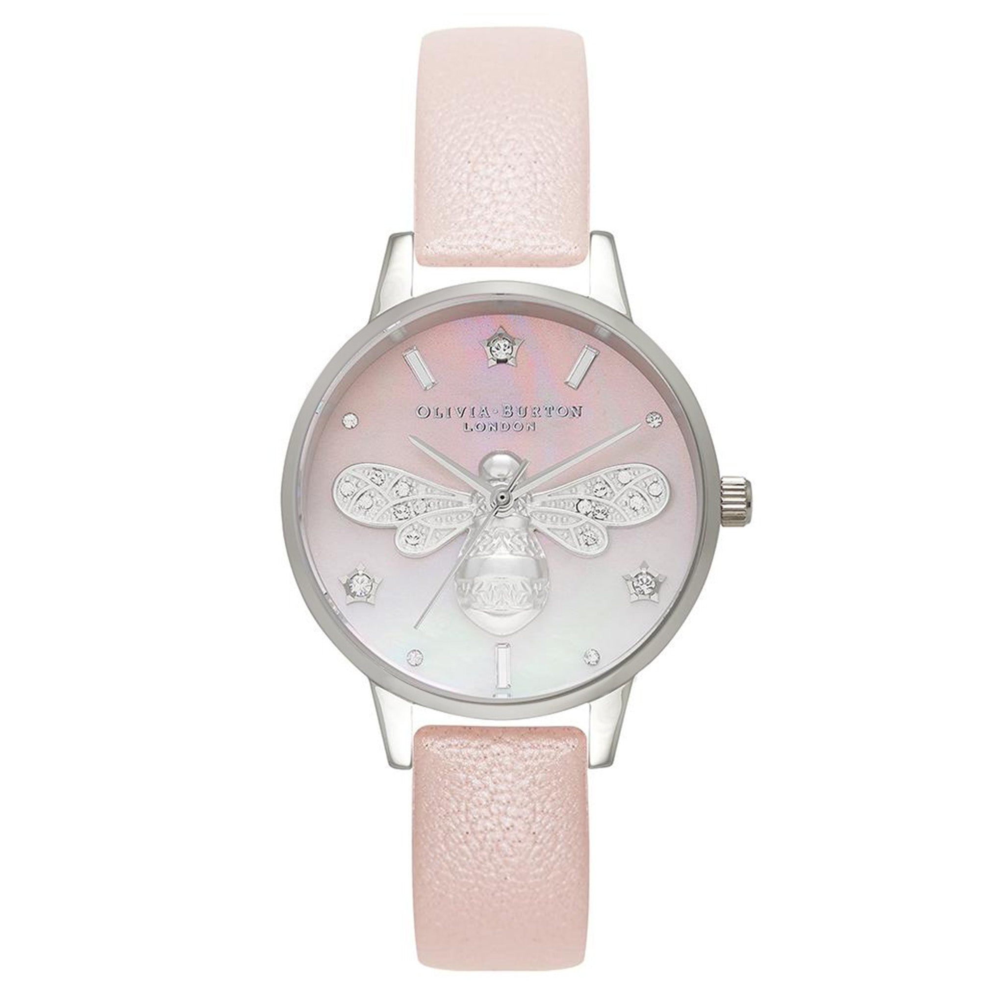 Olivia Burton Sparkle Bee Pearl Pink & Silver Women's Watch - OB16GB09