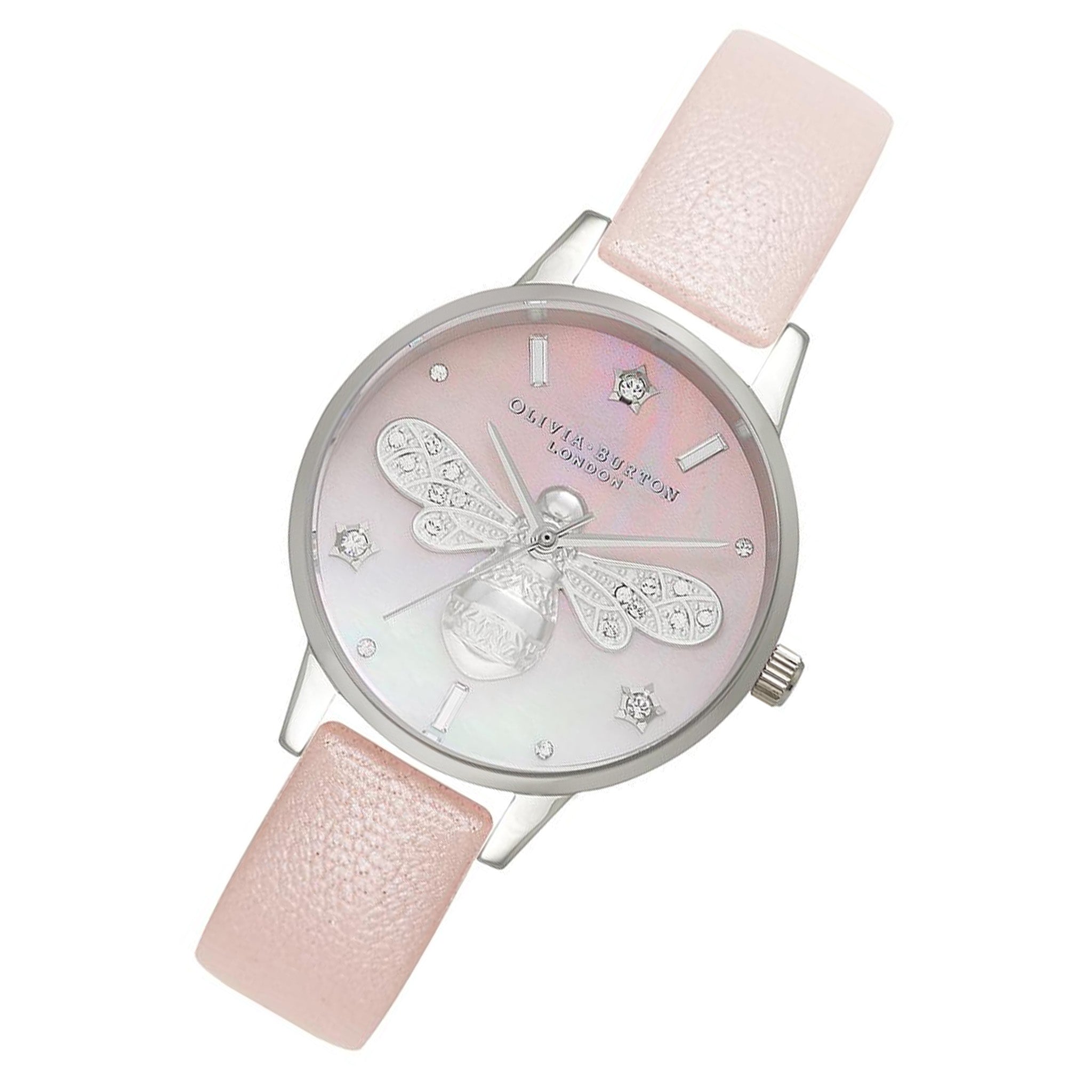 Olivia Burton Sparkle Bee Pearl Pink & Silver Women's Watch